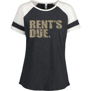 Rent's Due Work Hard Bodybuilder Weightlifting Distressed Enza Ladies Jersey Colorblock Tee