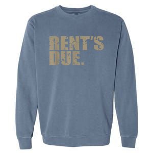 Rent's Due Work Hard Bodybuilder Weightlifting Distressed Garment-Dyed Sweatshirt