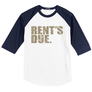 Rent's Due Work Hard Bodybuilder Weightlifting Distressed Baseball Sleeve Shirt