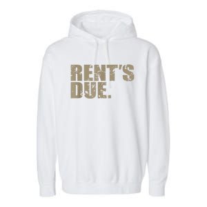 Rent's Due Work Hard Bodybuilder Weightlifting Distressed Garment-Dyed Fleece Hoodie