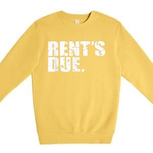 Rent's Due Work Hard Bodybuilder Weightlifting Distressed Premium Crewneck Sweatshirt