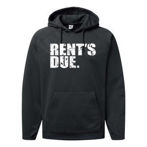 Rent's Due Work Hard Bodybuilder Weightlifting Distressed Performance Fleece Hoodie