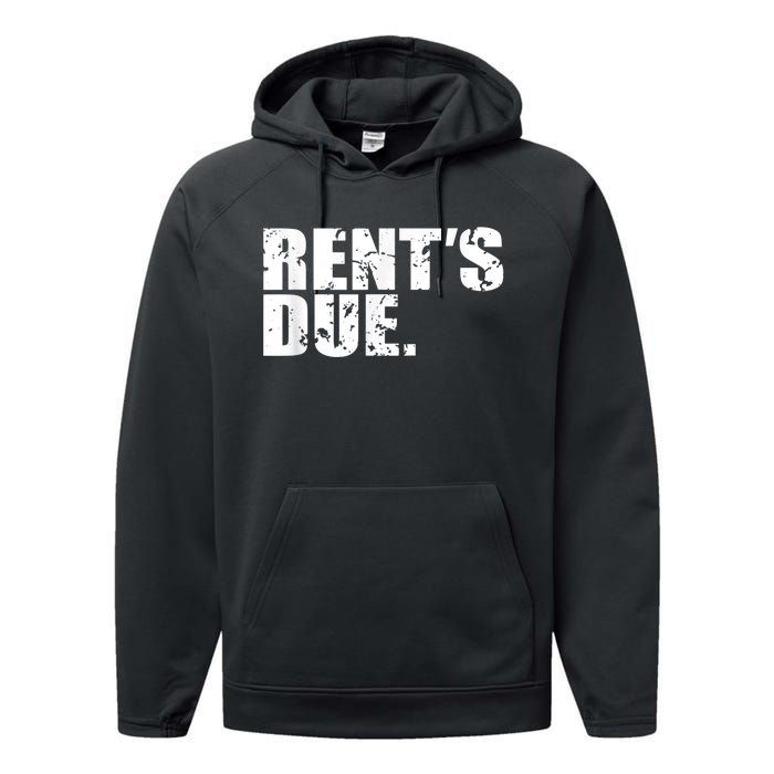 Rent's Due Work Hard Bodybuilder Weightlifting Distressed Performance Fleece Hoodie