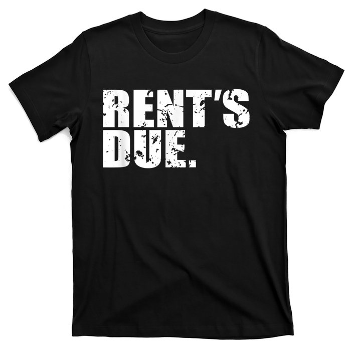 Rent's Due Work Hard Bodybuilder Weightlifting Distressed T-Shirt