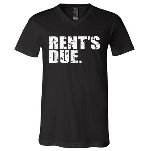 Rent's Due Work Hard Bodybuilder Weightlifting Distressed V-Neck T-Shirt