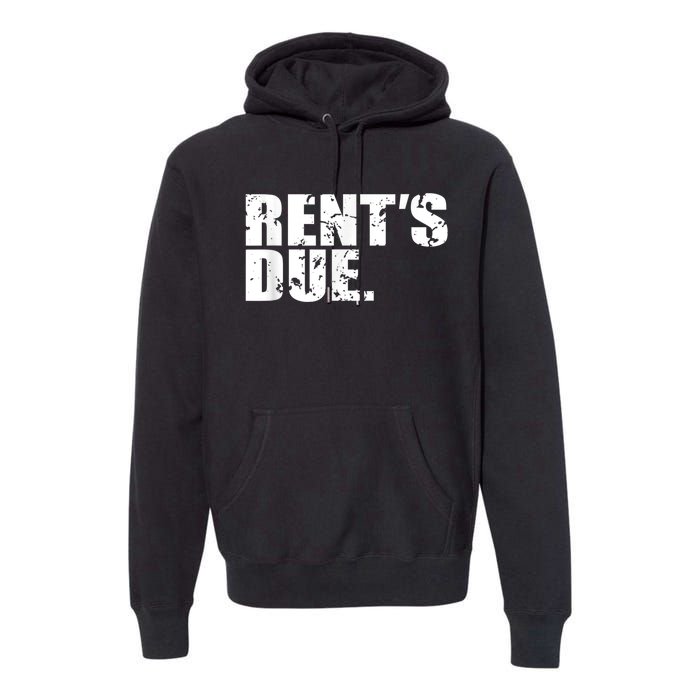 Rent's Due Work Hard Bodybuilder Weightlifting Distressed Premium Hoodie