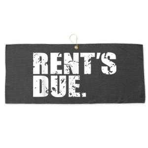 Rent's Due Work Hard Bodybuilder Weightlifting Distressed Large Microfiber Waffle Golf Towel