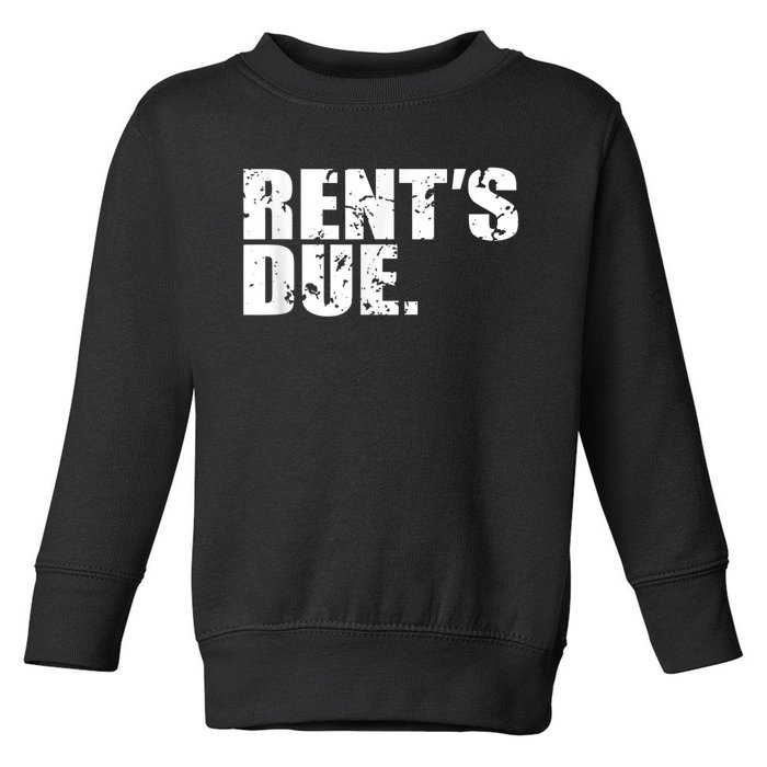 Rent's Due Work Hard Bodybuilder Weightlifting Distressed Toddler Sweatshirt