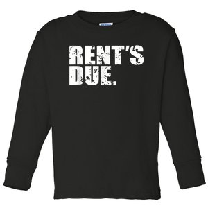 Rent's Due Work Hard Bodybuilder Weightlifting Distressed Toddler Long Sleeve Shirt