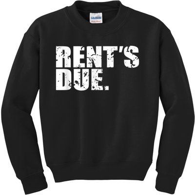 Rent's Due Work Hard Bodybuilder Weightlifting Distressed Kids Sweatshirt