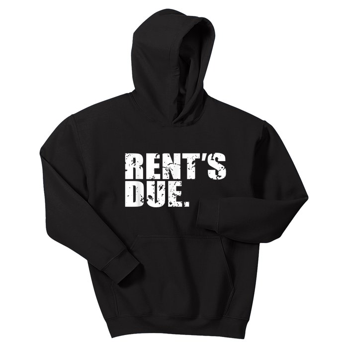 Rent's Due Work Hard Bodybuilder Weightlifting Distressed Kids Hoodie