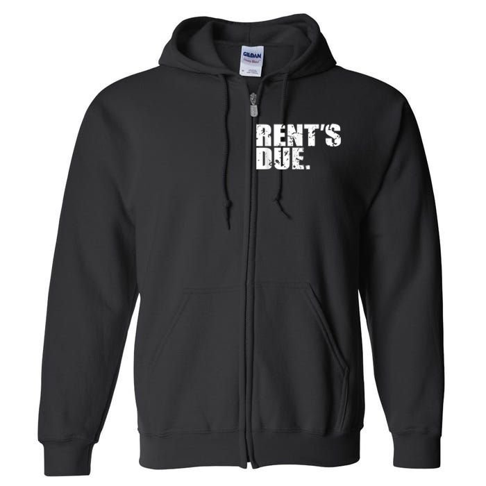 Rent's Due Work Hard Bodybuilder Weightlifting Distressed Full Zip Hoodie