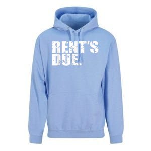 Rent's Due Work Hard Bodybuilder Weightlifting Distressed Unisex Surf Hoodie