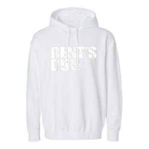 Rent's Due Work Hard Bodybuilder Weightlifting Distressed Garment-Dyed Fleece Hoodie