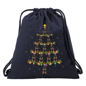 Rottweiler Dog Xmas Lights Santa Rottweiler Christmas Tree Cool Gift Drawstring Bag