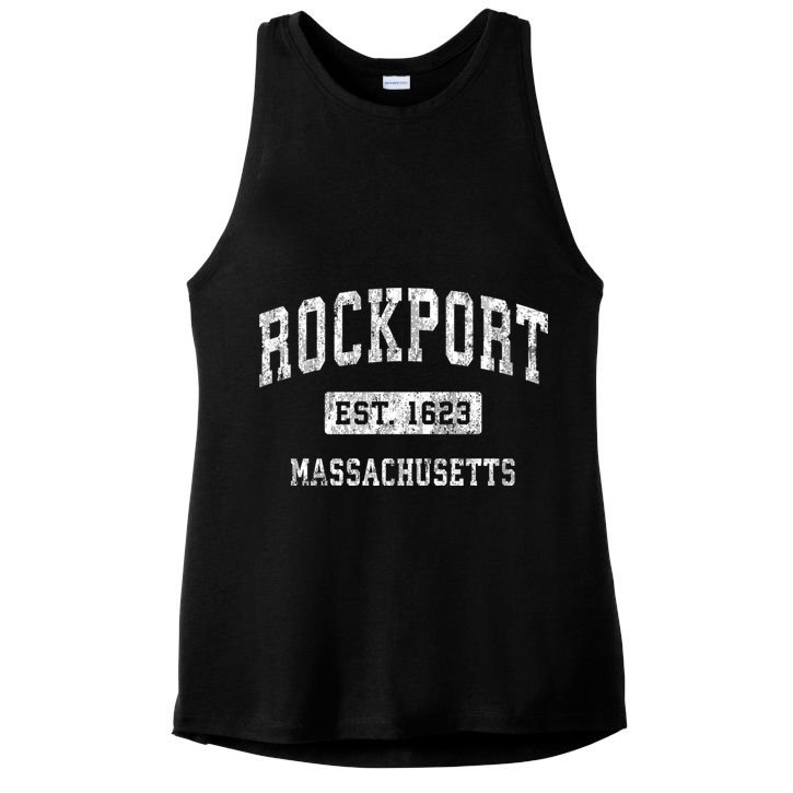Rockport Est 1623 Massachusetts Ma Vintage Established Sports Design Ladies PosiCharge Tri-Blend Wicking Tank