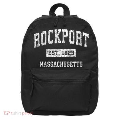 Rockport Est 1623 Massachusetts Ma Vintage Established Sports Design 16 in Basic Backpack