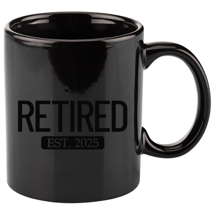 Retired Est. 2025 Work Retirement Gift Funny Retirement 2025 11oz C Handle Ceramic Mug
