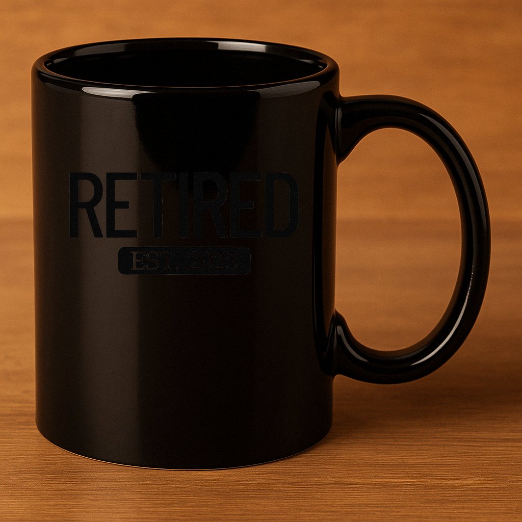 Retired Est. 2025 Work Retirement Gift Funny Retirement 2025 11oz C Handle Ceramic Mug