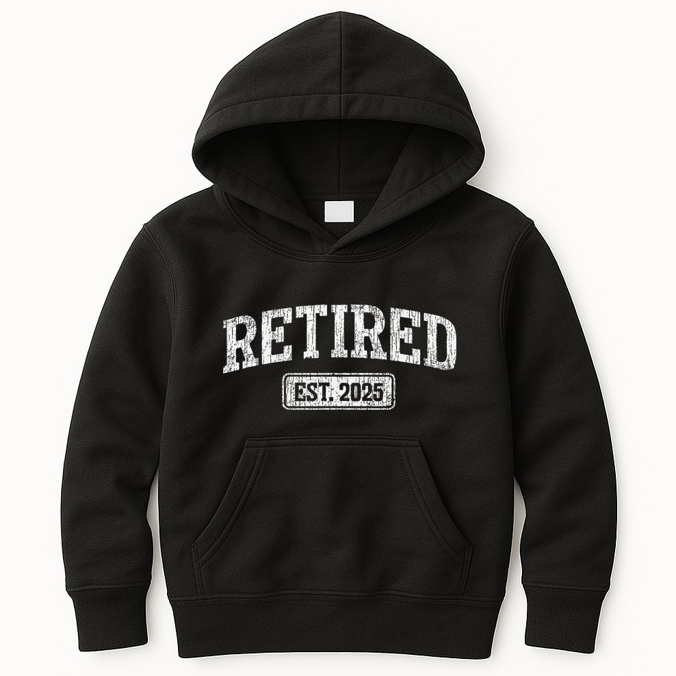 Retired Est. 2025 Funny Retirement Grandpa Grandma Kids Hoodie