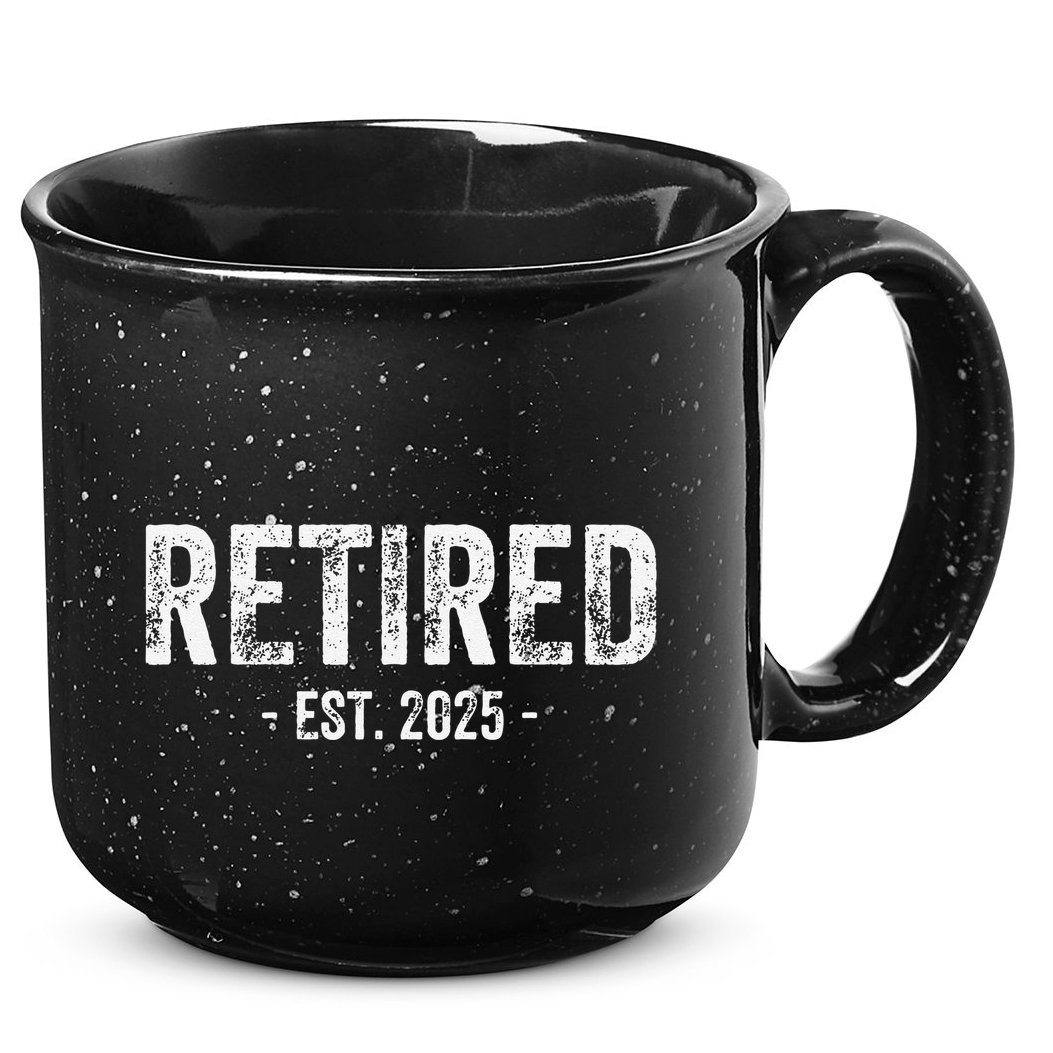 Retired Est. 2025 Retirement Gift 15oz Campfire Ceramic Mug