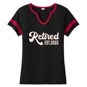 Retired Est 2025 Retiree Retirement Party Retiring Ladies Halftime Notch Neck Tee