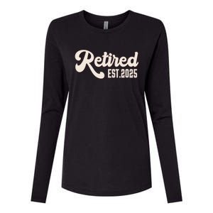 Retired Est 2025 Retiree Retirement Party Retiring Womens Cotton Relaxed Long Sleeve T-Shirt