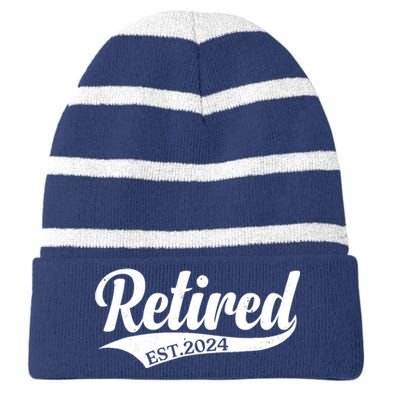 Retired Est. 2024 Retirement Striped Beanie with Solid Band