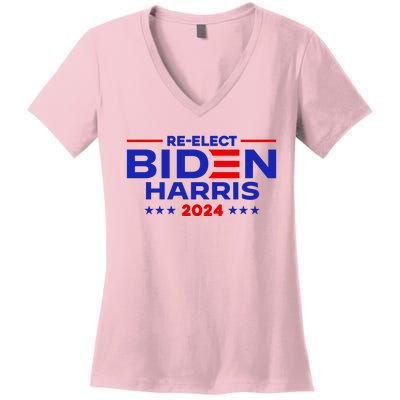 Re Elect 2024 Biden Harris Women's V-Neck T-Shirt