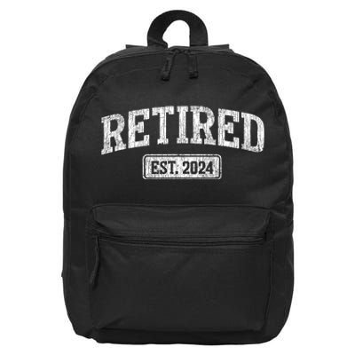 Retired Est. 2024 Funny Retirement Grandpa Grandma 16 in Basic Backpack