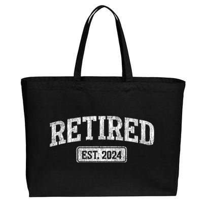 Retired Est. 2024 Funny Retirement Grandpa Grandma Cotton Canvas Jumbo Tote