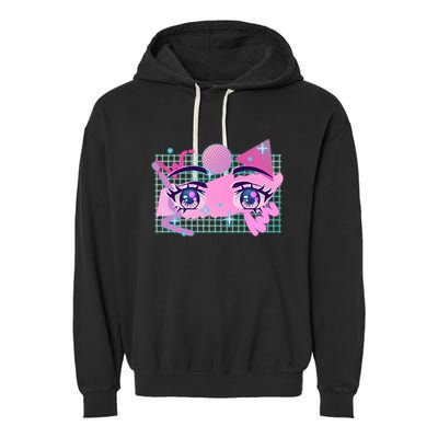 Retro Eighties 80's Pop Art Kawaii Anime Eyes Garment-Dyed Fleece Hoodie