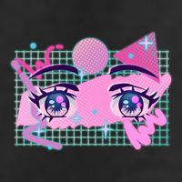 Retro Eighties 80's Pop Art Kawaii Anime Eyes 7 Panel Mesh Trucker Snapback Hat
