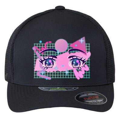Retro Eighties 80's Pop Art Kawaii Anime Eyes Flexfit Unipanel Trucker Cap