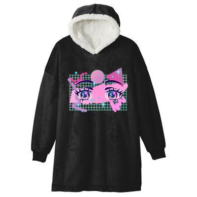 Retro Eighties 80's Pop Art Kawaii Anime Eyes Hooded Wearable Blanket