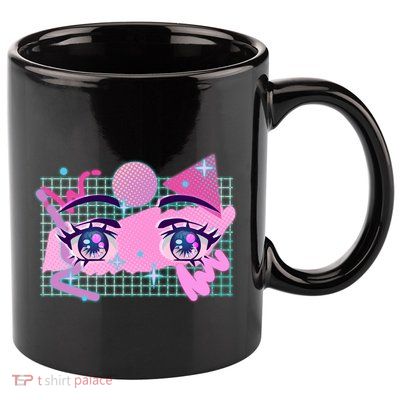 Retro Eighties 80's Pop Art Kawaii Anime Eyes 11oz C Handle Ceramic Mug