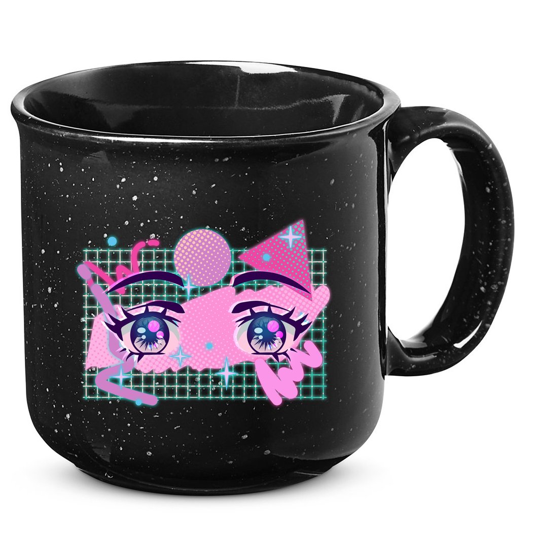 Retro Eighties 80's Pop Art Kawaii Anime Eyes 15oz Campfire Ceramic Mug