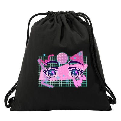 Retro Eighties 80's Pop Art Kawaii Anime Eyes Drawstring Bag