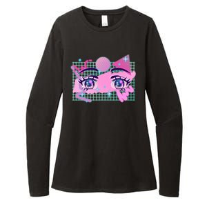 Retro Eighties 80's Pop Art Kawaii Anime Eyes Womens CVC Long Sleeve Shirt