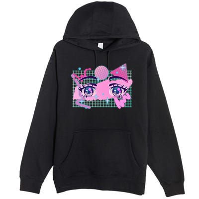 Retro Eighties 80's Pop Art Kawaii Anime Eyes Premium Pullover Hoodie