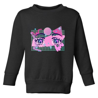 Retro Eighties 80's Pop Art Kawaii Anime Eyes Toddler Sweatshirt