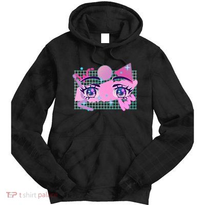 Retro Eighties 80's Pop Art Kawaii Anime Eyes Tie Dye Hoodie