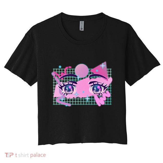 Retro Eighties 80's Pop Art Kawaii Anime Eyes Women's Crop Top Tee