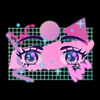 Retro Eighties 80's Pop Art Kawaii Anime Eyes Women's Perfect Tri Rocker Tank