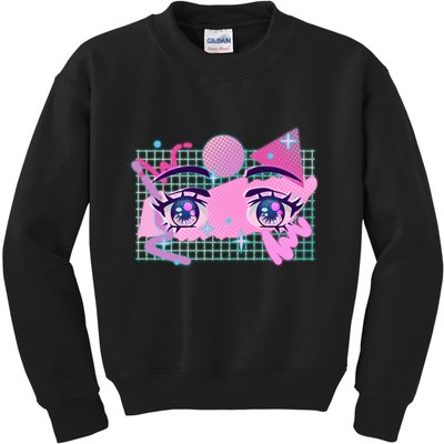 Retro Eighties 80's Pop Art Kawaii Anime Eyes Kids Sweatshirt