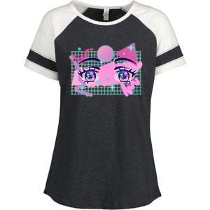 Retro Eighties 80's Pop Art Kawaii Anime Eyes Enza Ladies Jersey Colorblock Tee