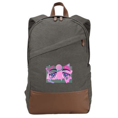 Retro Eighties 80's Pop Art Kawaii Anime Eyes Cotton Canvas Backpack