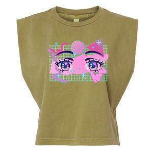 Retro Eighties 80's Pop Art Kawaii Anime Eyes Garment-Dyed Women's Muscle Tee