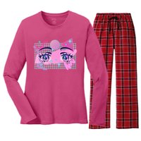 Retro Eighties 80's Pop Art Kawaii Anime Eyes Women's Long Sleeve Flannel Pajama Set 