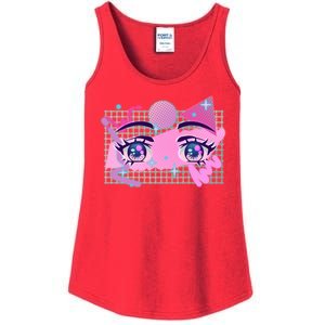 Retro Eighties 80's Pop Art Kawaii Anime Eyes Ladies Essential Tank